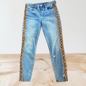 BlankNYC The Bond Snake Stripe Jeans size 28 Mid Rise Distressed Skinny